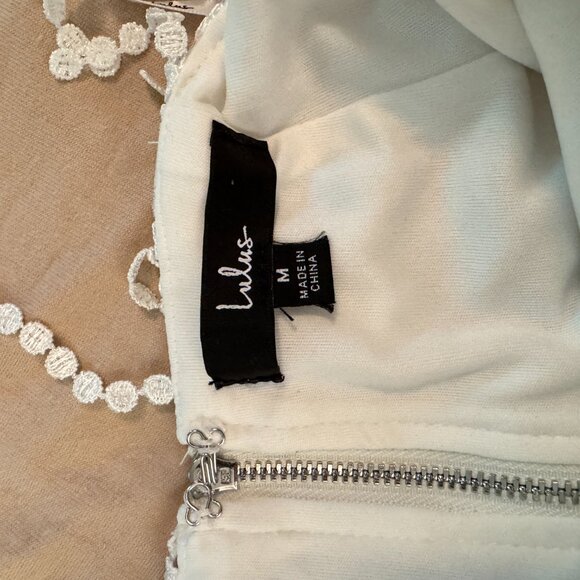 Lulus Making Magic White Fringe Lace-up Mini Dress - Size M Bridal Bache… - Picture 4 of 7